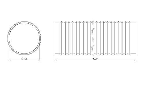 Black - Ø 8 inch / 3m - Flexible Exhaust Hose with Aluminium Insulation - Air Conditioner Hose - Flexible Pipe