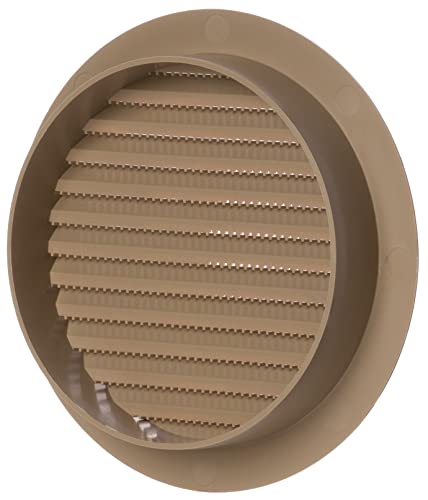 Beige - Ø 125mm / 5" - Plastic Air Vent Grille with Anti-Insect Mesh/Fly Screen