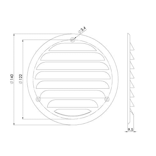 Stainless Steel - Ø 200 mm / 8 inch - Round Metal Air Vent Grille Cover with Insect Screen