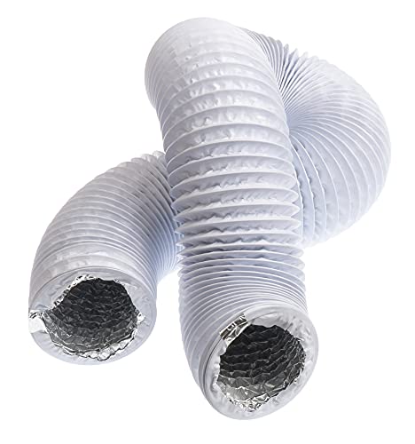 Black - Ø 8 inch / 3m - Flexible Exhaust Hose with Aluminium Insulation - Air Conditioner Hose - Flexible Pipe