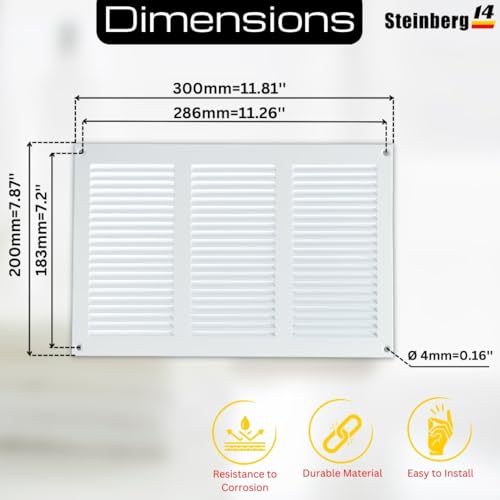 15 Pcs Metal Ventilation Grille - 300 x 200 mm / 12 x 8 inch Air Vent Cover with Insect Mech