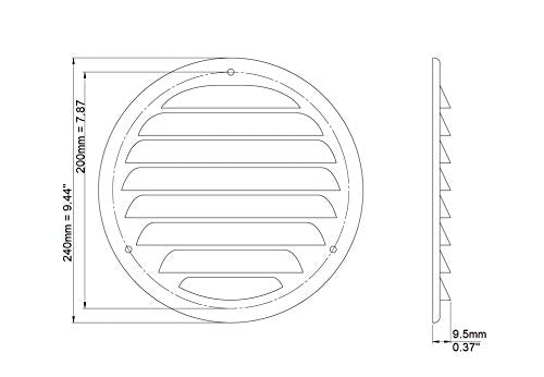 Stainless Steel - Ø 200 mm / 8 inch - Round Metal Air Vent Grille Cover with Insect Screen