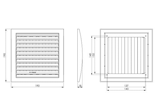 White - 140x300mm - Plastic Air Vent Grille Cover - Ventilation Grill with Fly Screen