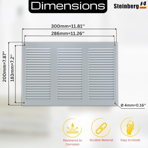 15 Pcs Metal Ventilation Grille - 300 x 200 mm / 12 x 8 inch Air Vent Cover with Insect Mech