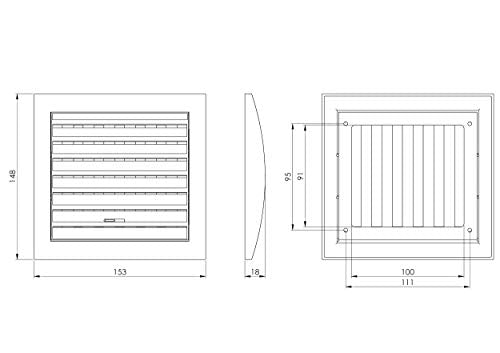 White - 140x300mm - Plastic Air Vent Grille Cover - Ventilation Grill with Fly Screen