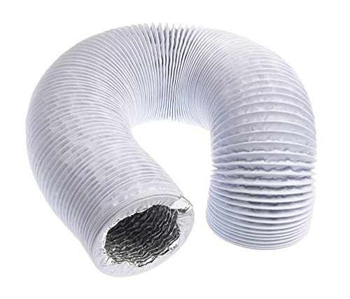 Black - Ø 8 inch / 3m - Flexible Exhaust Hose with Aluminium Insulation - Air Conditioner Hose - Flexible Pipe