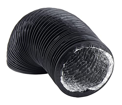 Black - Ø 8 inch / 3m - Flexible Exhaust Hose with Aluminium Insulation - Air Conditioner Hose - Flexible Pipe