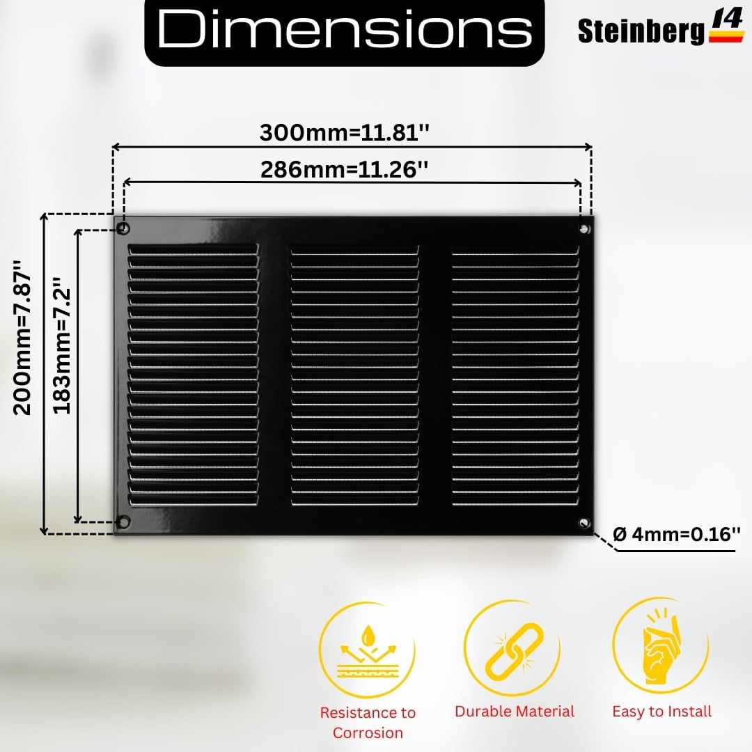 ST MR3020M 15gab - 15 Pcs Metal Ventilation Grille - 300 x 200 mm / 12 x 8 inch Air Vent Cover with Insect