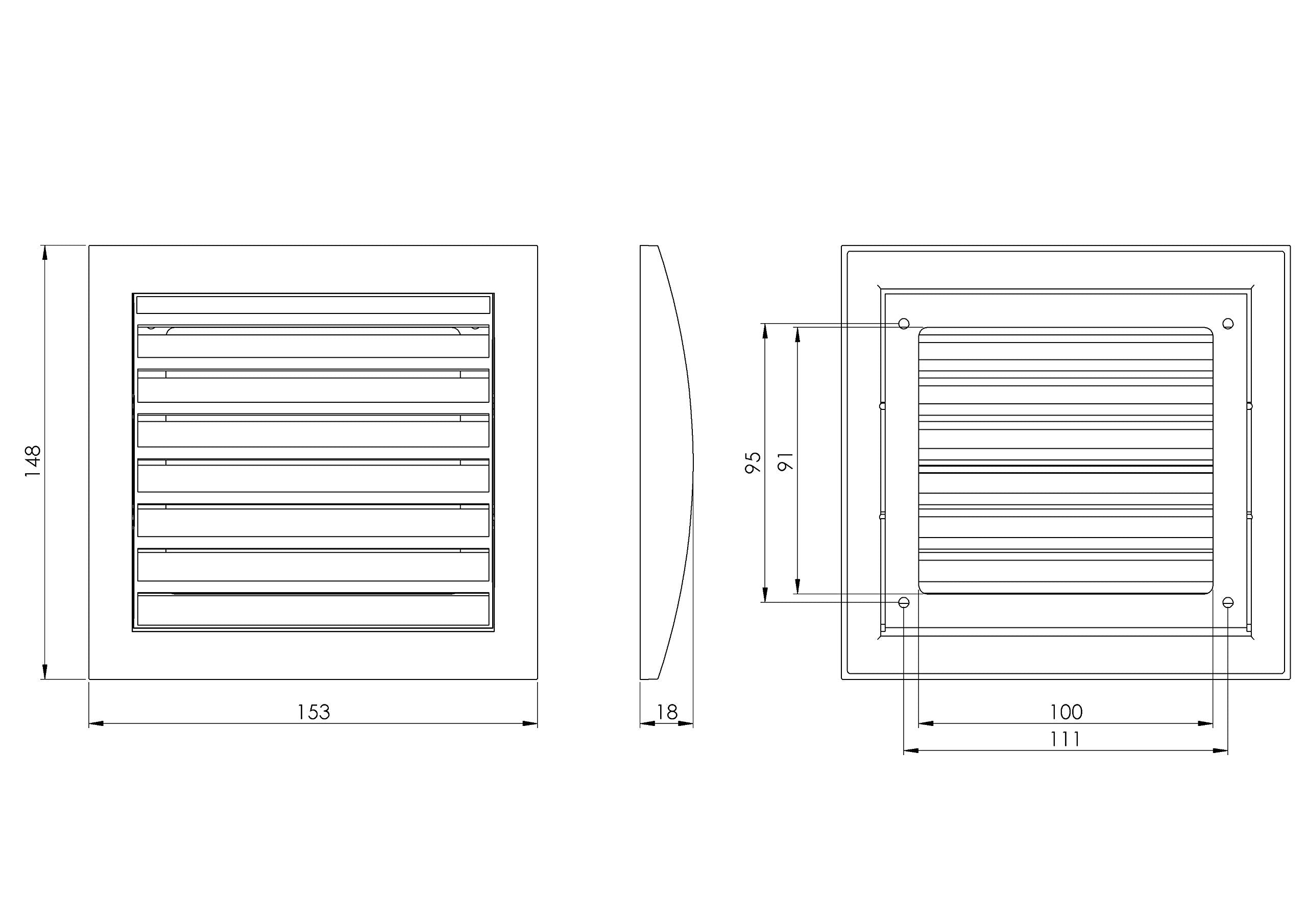 Anthracite - 150x150mm - ABS Plastic Anthracite Ventilation Grille - Vent Cover with Anti Insect Net