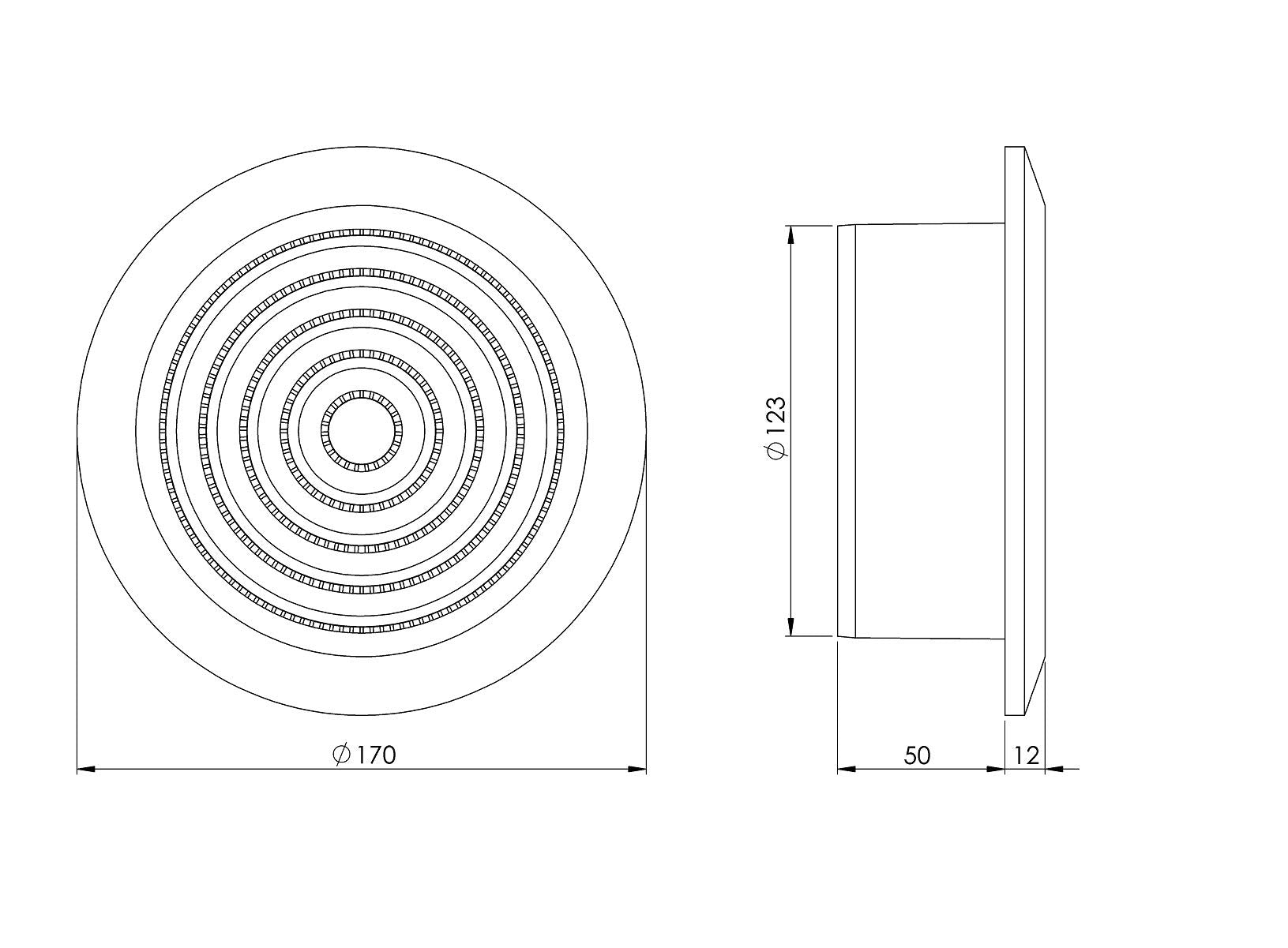 White - Ø 80mm / 3.1" - Round White Ventilation Grille with Insect Protection - Air Vent/Cover