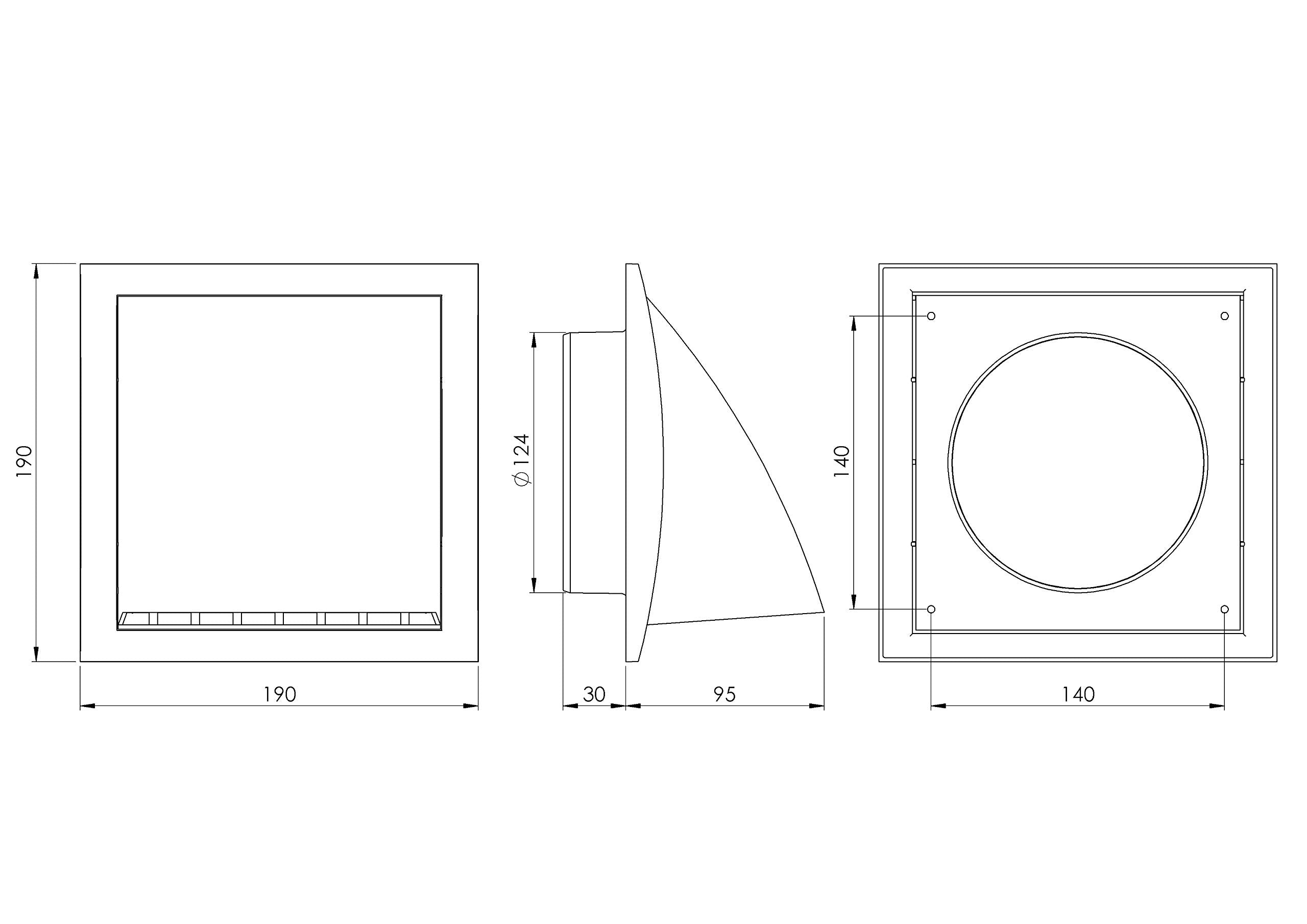 Anthracite - Ø 150mm / 6" - ventilation cover - Plastic Cowled Hooded Air Ventilation Wall Grille with Round Spigot and Wind Baffle Backdraught Shutter