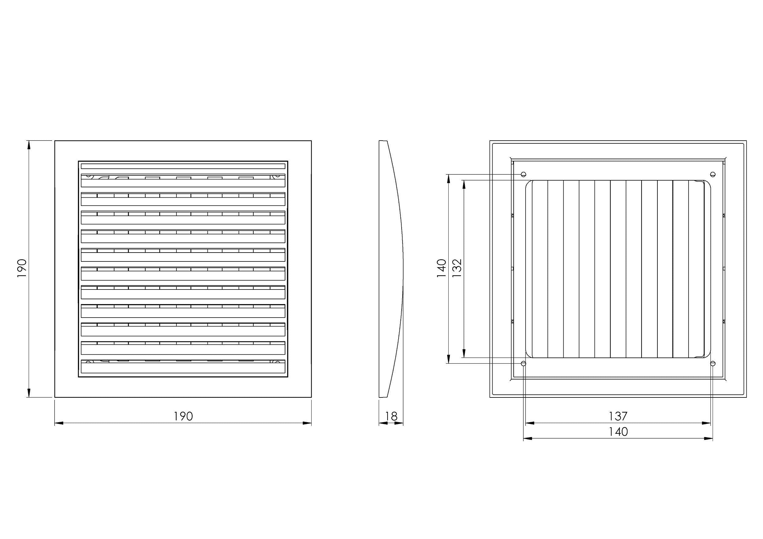 Anthracite - 190x190mm - ABS Plastic Anthracite Ventilation Grille - Vent Cover with Anti Insect Net