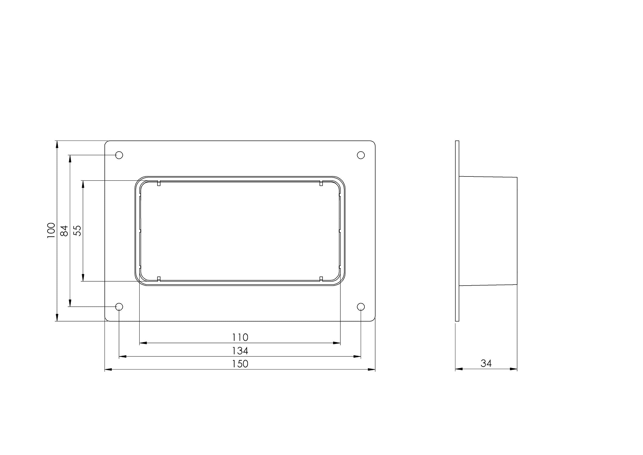 White - 110x55mm - 110x55mm | 4x2 inch Rectangular Ducting Connector with Flange - Flat Joint