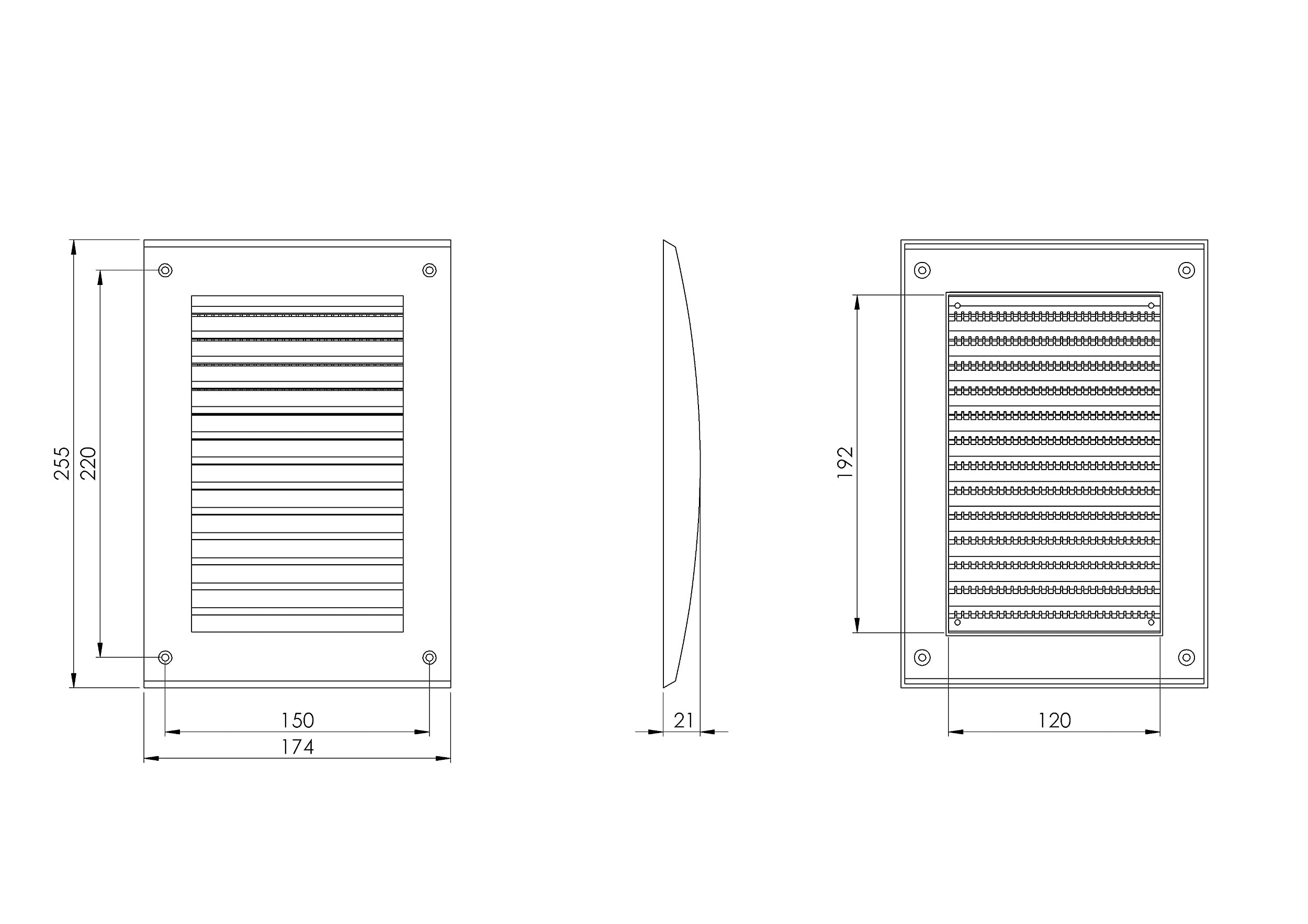 White - 250x170mm - ABS Plastic Anthracite Ventilation Grille - Vent Cover with Anti Insect Net