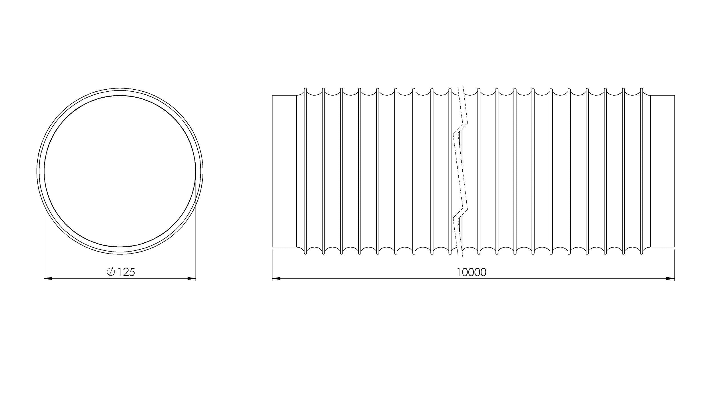 Ø 125mm / 5 inch - - Polyester Flexible Ducting - Ventilation Duct - Exhaust Hose for Heating, Ventilation and Air Conditioning