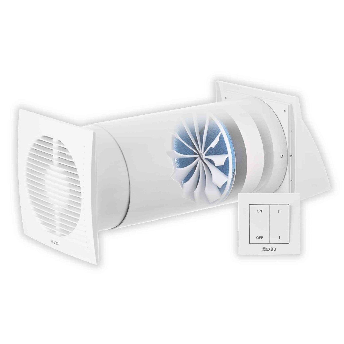 White - Ø 150 mm / 6 inch - with switch - Heat Recovery Ventilator for Single Room with Switch, up to 85% heat recovery