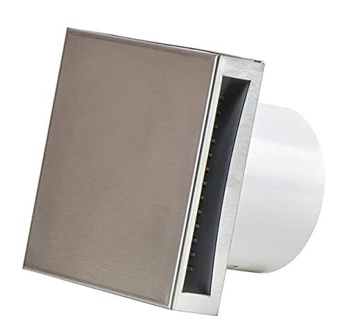 Stainless Steel - with Timer - Ø 100 mm / 4 inch - Ø 100 mm Design Extractor Fan - Ventilation for Kitchen, Bath, Toilet, Bathroom