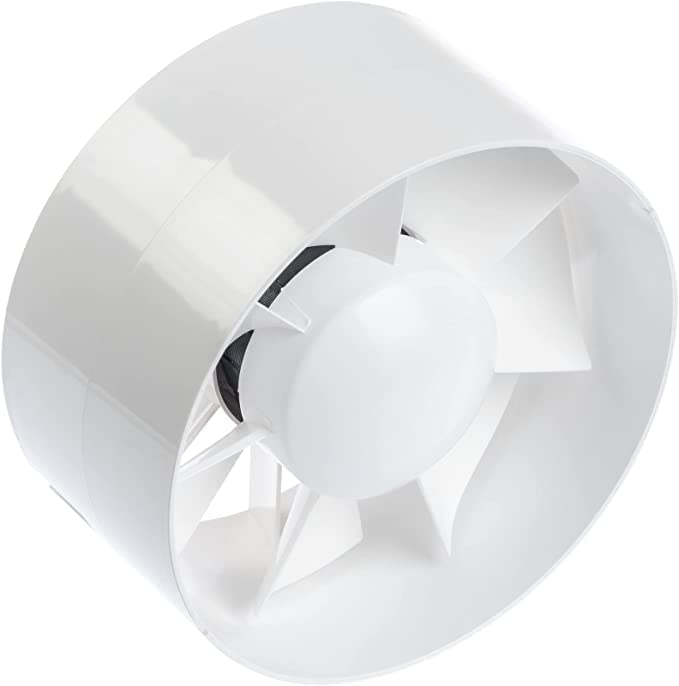 with Timer - Ø 150 mm / 6 inch - White - Ø 100 mm, Ø 125 mm, Ø 150 mm Inline Extractor Fan with or without Timer - Air Ducting Ventilator