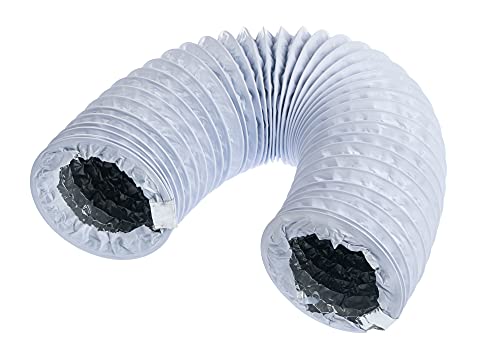 White - Ø 4 inch / 1m - Flexible Exhaust Hose with Aluminium Insulation - Air Conditioner Hose - Flexible Pipe