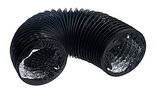 Black - Ø 4 inch / 1m - Flexible Exhaust Hose with Aluminium Insulation - Air Conditioner Hose - Flexible Pipe