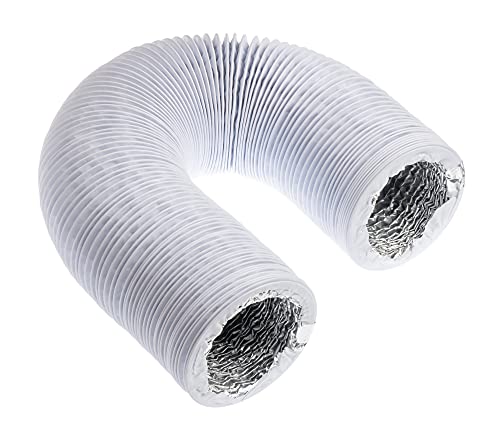 White - Ø 4 inch / 3m - Flexible Exhaust Hose with Aluminium Insulation - Air Conditioner Hose - Flexible Pipe