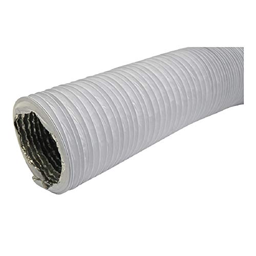 White - Ø 5 inch / 1m - Flexible Exhaust Hose with Aluminium Insulation - Air Conditioner Hose - Flexible Pipe