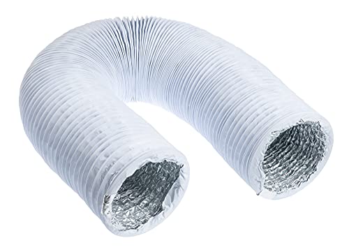 White - Ø 5 inch / 3m - Flexible Exhaust Hose with Aluminium Insulation - Air Conditioner Hose - Flexible Pipe