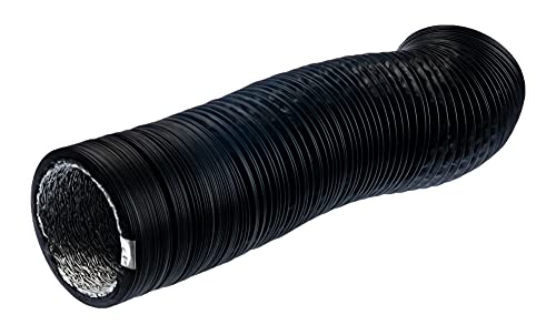 Black - Ø 8 inch / 3m - Flexible Exhaust Hose with Aluminium Insulation - Air Conditioner Hose - Flexible Pipe