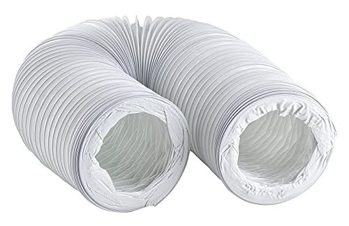 Ø 100mm - 3m - - PVC Flexible Hose - White Tumble Dryer, Cooker Hood, Extractor Fan, Air Conditioner Hose