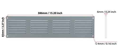 400x100mm / 16x4'' - Grey - Grey Metal Air Vent Cover with Insect Mesh - Ventilation Grilles