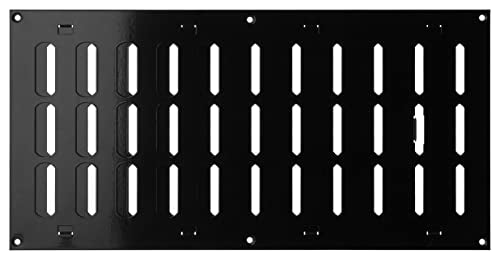 Black - 400x200mm / 16x8'' - Metal Adjustable Ventilation Covers - Sliding Hit and Miss Vent Grille