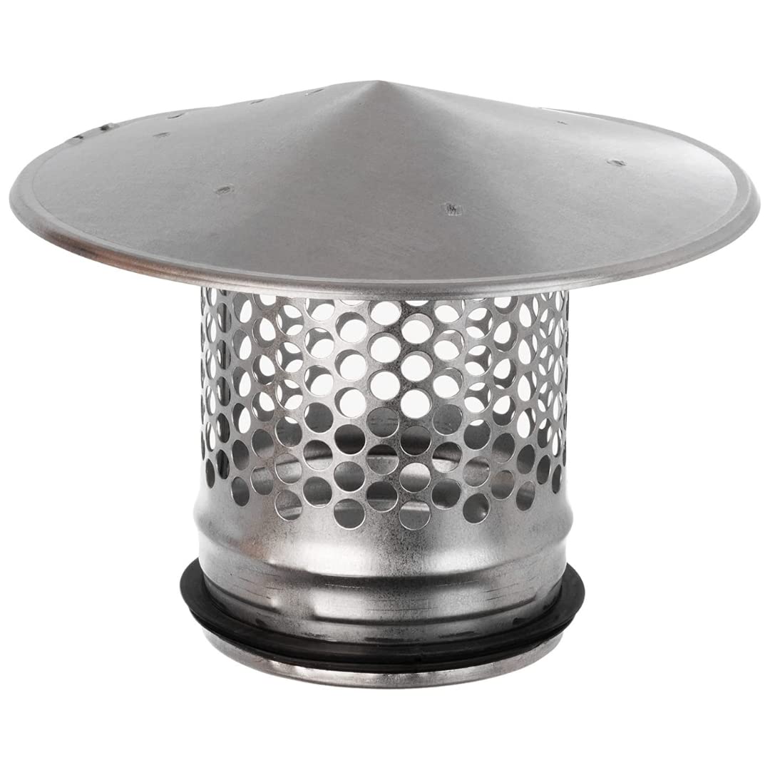 Ventilation Cowl - Air Vent Cover - Round Roof Vent - Rain Snow Hat/Cap - Bird Guard - Metal Mesh Tube