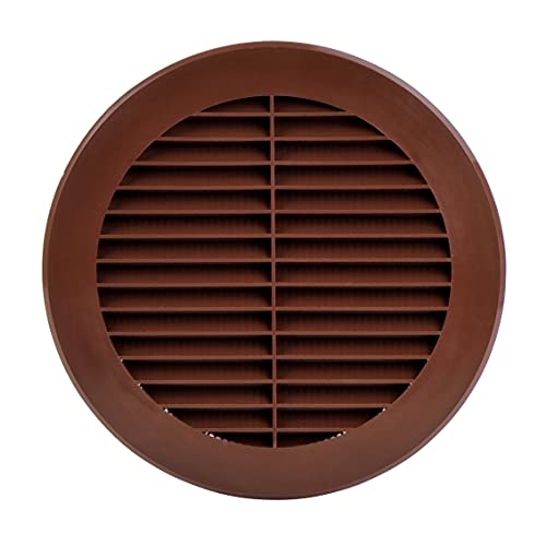 Brown - Ø 150mm / 6" - Plastic Air Vent Grille with Anti-Insect Mesh/Fly Screen