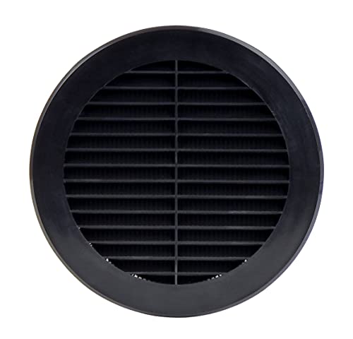 Black - Ø 150mm / 6" - Plastic Air Vent Grille with Anti-Insect Mesh/Fly Screen