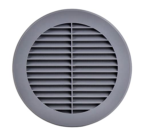 Grey - Ø 150mm / 6" - Plastic Air Vent Grille with Anti-Insect Mesh/Fly Screen