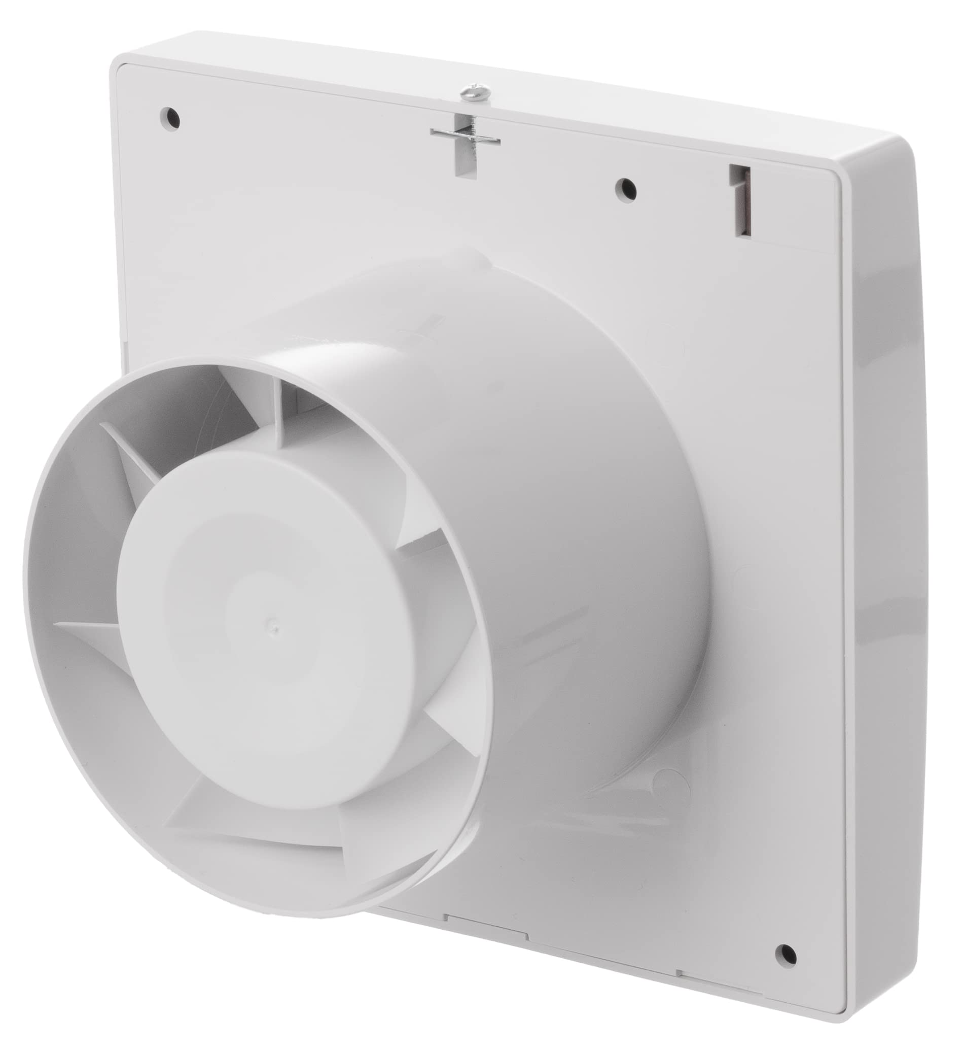 Ø 100mm / 4 inch - With Automatic Shutters and Timer and Humidity Sensor - White - Ø 100 mm, Ø 120 mm White Wall Extractor Fan with or without Automatic Shutter - Ventilation for Kitchen, Toilet, Bath, Garage or Bathroom